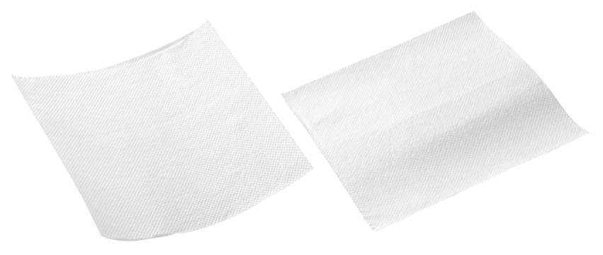 two white kitchen wipes isolated on white background.