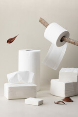 some common cleaning paper towels are made of wood pulp. environmental protection concept.