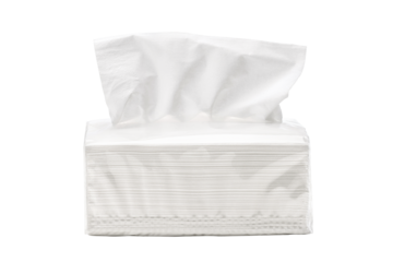 soft pack of white facial tissue papers isolated on white background. 