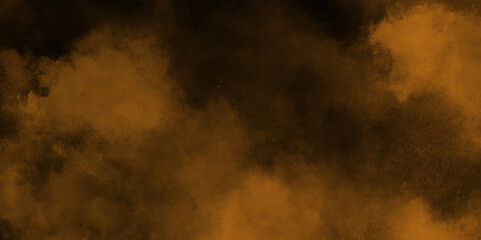 Eerie black background with billowing orange smoke on black background. old style dark orange grunge texture, brush painted . Old and grainy orange paper texture, vector,