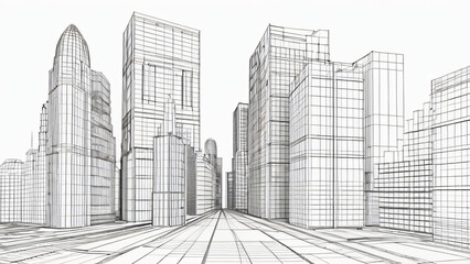 Naklejka premium city skyscrapers