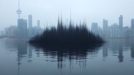 Naklejka premium Sound waves city