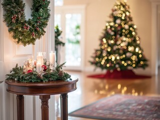 Decorate Your Christmas Entryway Festive Green Wreath and Cozy Decor Front Door Home Interior Holiday Spirit