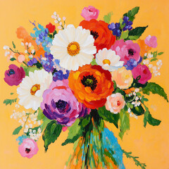 Abstract Elegant Watercolor Flower Bouquet