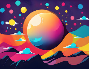 Obraz premium colorful moon with cool isolated pop art style background
