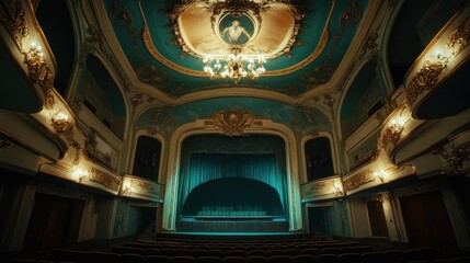 Grand Theatre Interior with Stage and Seating