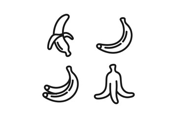 banana fruit icon line set