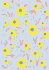 Vector hand drawn floral seamless pattern
