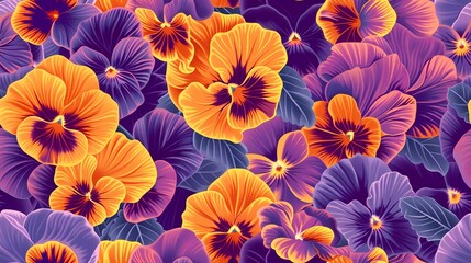 Vintage pansy bouquet illustration poster background