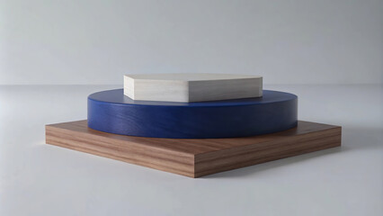 Warm lighting and a layered podium design make this space perfect for presentations.