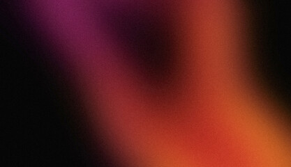 Abstract vhs colors grainy gradient background. Dark black red orange purple color noisy gradient, vibrant color flow, glowing backdrop, noise texture background