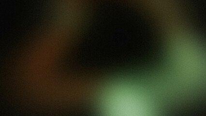 Abstract vhs colors grainy gradient background. Dark black green orange color noisy gradient, vibrant color flow, glowing backdrop, noise texture background