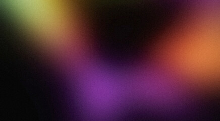 Abstract vhs colors grainy gradient background. Dark black purple red pink orange color noisy gradient, vibrant color flow, glowing backdrop, noise texture background