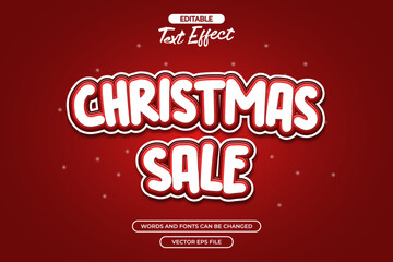 Christmas sale editable text effect with snow decoration
