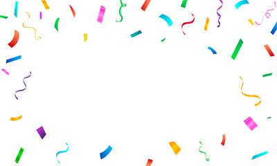 Colorful confetti border frame repeat pattern. Holiday poster concept. Shiny carnival confetti decoration.