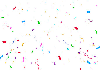 Colorful ribbons and confetti Can be separated from a transparent background. Confetti flying for celebration party banner. Falling shiny Colorful confetti isolated