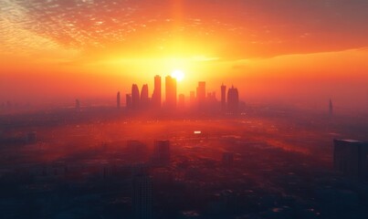 Doha skyline Qatar during a serene sunset
