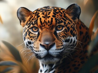 Obraz premium Close up of Jaguar, Panthera onca, in Tropical Forest