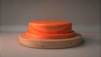 Red Podium with Spotlight: A Simple Design Ideal for Branding and Product Display