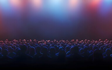 Obraz premium Crowd Silhouetted Against a Stage With Colorful Lighting