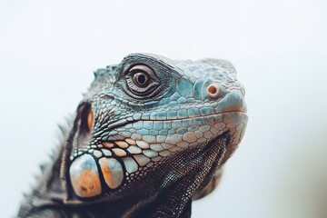 Fototapeta premium Close Up Portrait Of A Green Iguana Reptile