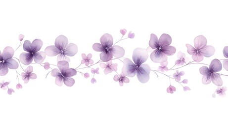 Obraz premium Watercolor Lavender Flowers Delicate Branch Floral Design