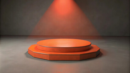 Red Podium with Spotlight: A Simple Design Ideal for Branding and Product Display