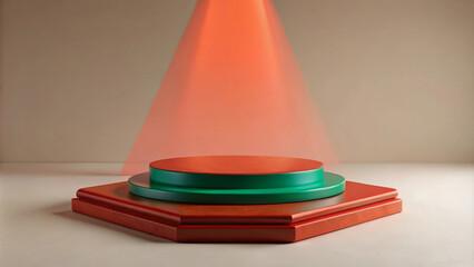 Red Podium with Spotlight: A Simple Design Ideal for Branding and Product Display