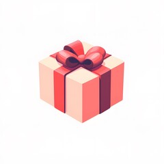 A Pink Gift Box With A Red Ribbon Bow