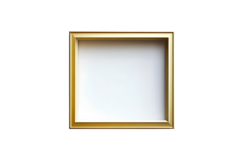 minimal gold square picture frame isolated on white background