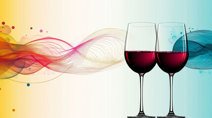 Carte d'invitation fête célébrée par des verres colorés, alcool