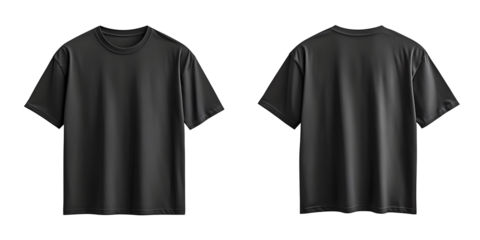 Blank black oversize t-shirt mockup front and back isolated on white background, fashion, apparel, clothing, mockup, template