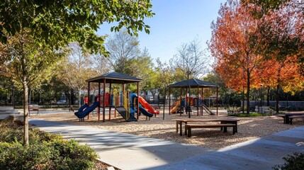 Obraz premium Playground in a Park on a Sunny Day