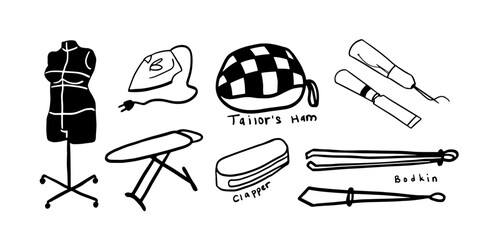 Sewing Set Illustration | Cute Minimalist Doodle Vector for Craft and DIY Designs