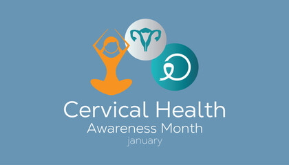 Cervical Health Awareness Month observed each year during January. Healthcare Medical Awareness  concept. Vector template for banner, greeting card, poster with background.
