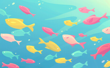 School of Vibrant Fish in the Ocean