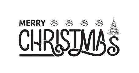 Merry Christmas Text Typography - Beautiful Handwritten Calligraphy Vector Illustration, Perfect for Integration into Holiday Cards, Festive Decorations, Social Media Posts, and Creative Projects