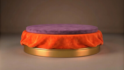 Warm lighting and a layered podium design make this space perfect for presentations.