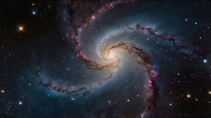 Obraz premium Cosmic Whirlpool: A Majestic Spiral Galaxy in Deep Space