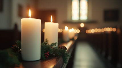 candle church new year light festive. serene candle arrangement in church setting