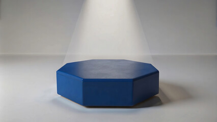 Hexagonal Layered Podium Design with Warm Lighting &ndash; Ideal for Presentations
