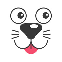 Cat face with tongue and funny nose. Cat mouth with tongue hanging out.