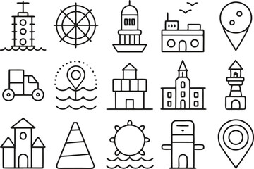 set of icons of church