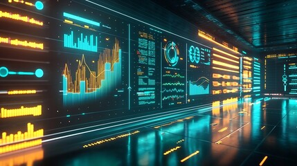 Futuristic Business Dashboard with Real Time Revenue Data Visualization