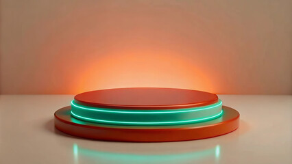 Red Podium with Spotlight: A Simple Design Ideal for Branding and Product Display