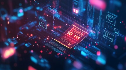 Glowing Digital Transaction Receipt with High Revenue Numbers and Floating Financial Symbols