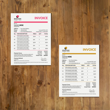 Modern & clean invoice template vector layout, Business invoice, Semple invoice, Minimal Invoice design