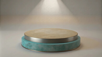 Warm lighting and a layered podium design make this space perfect for presentations.