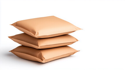 Soft decorative pillows stacked in neutral tone, perfect for home decor.