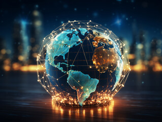 Gorgious Global network connection covering earth with link of innovative perception